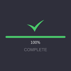 Wall Mural - Load completed progress.Indicator for loading progress with checkmark.Icon for web interfaces.