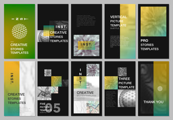 Wall Mural - Creative social networks stories design, vertical banner or flyer templates with colorful gradient backgrounds. Covers design templates for flyer, leaflet, brochure, presentation, advertising.