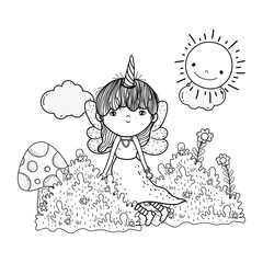 Poster - cute little fairy with unicorn horns character