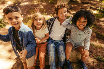 Poster - Children having fun in forest