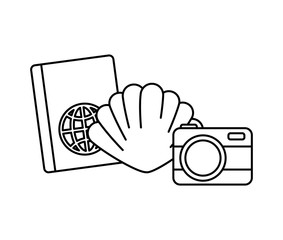 Sticker - passport id with seashell and camera