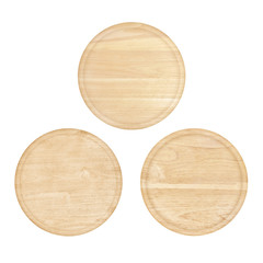 Wall Mural - round wooden kitchen board with a white background