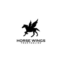 Canvas Print - horse wings logo design vector