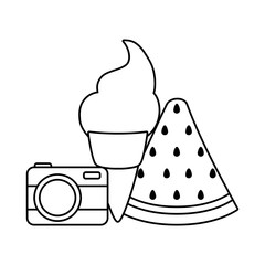 Poster - camera with ice cream and watermelon