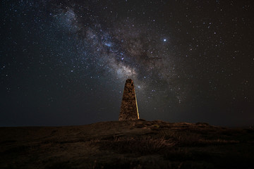 Wall Mural - lonely lighthouse and the milky way in the night starry sky