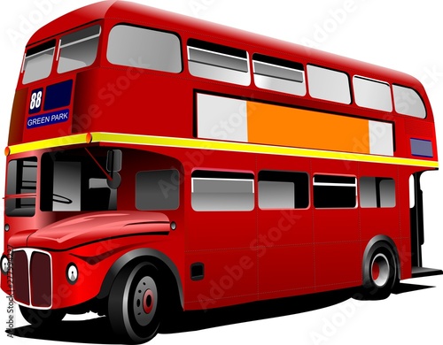 Fotografía red bus isolated on white background