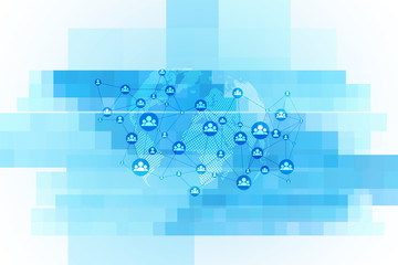 Canvas Print - global network connection.abstract background technology graphic design. connecting dots and lines.i