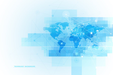 Wall Mural - Abstract background technology and science graphic design. Connecting dots and lines.Internet connection.Global network connection.Vector illustration