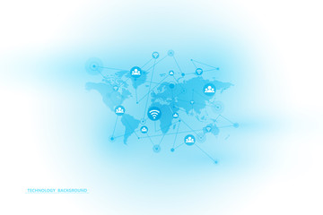 Canvas Print - global network connection.abstract background technology graphic design. connecting dots and lines.i