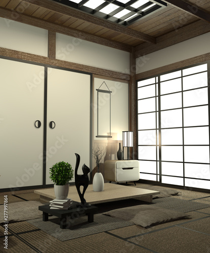 Living Room Interior Design With Cabinet In Shelf Wall