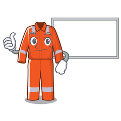 Poster - Thumbs up with board working overalls in the cartoon shape