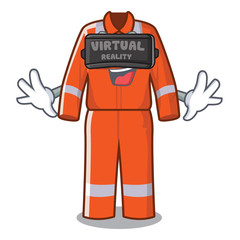 Wall Mural - Virtual reality work overalls placed in cartoon lockers