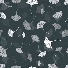 Naklejka na meble Beautiful Ginkgo leaves seamless pattern, natural black and white autumn background - great for fashion prints, health and beauty products, wallpapers, backdrops, banners - vector surface design