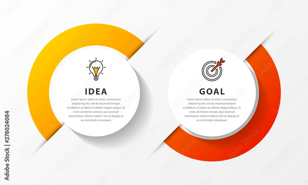 Infographic design template. Timeline concept with 2 steps - obrazy, fototapety, plakaty 
