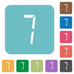 Poster - digital number seven of seven segment type flat round icons