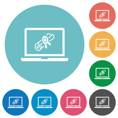 Canvas Print - Webinar on laptop flat round icons