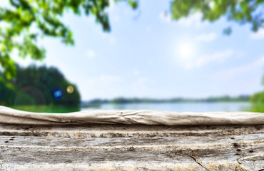 Canvas Print - Empty wooden table background for display montages