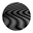 Black and white vector pattern with round shape with illusion movement of lines. Moire effect. Can be used interior design, websites, accessories for phones and tablet, title, image for blog.