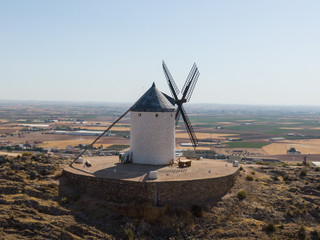 traditional windmills and castle in Don Quijote´s land