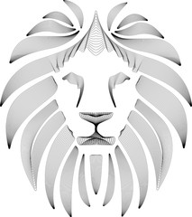 Wall Mural - Linear stylized lion. Black and white graphic. Vector illustration can be used as design for tattoo, t-shirt, bag, poster, postcard