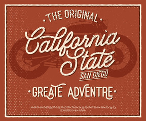 Wall Mural - California. Vintage script font. Handmade font. Retro Typeface. Vector font illustration.