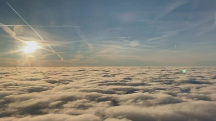 Poster - Beautiful blue sky with clouds view from plane