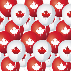 Wall Mural - pattern of balloons helium with maple leafs canada