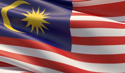 Wall Mural - High resolution close-up flag of Malaysia. 3D illustration.