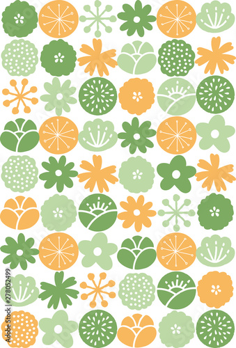 手描き風の花のパターン