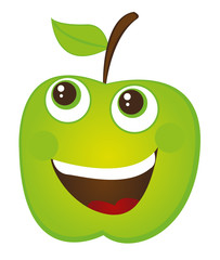 Poster - green apple cartoon isolated over white background vector