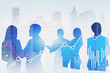 © ImageFlow - Business people silhouettes in city, graphs