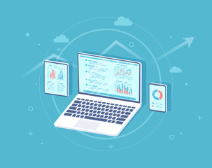 Wall Mural - data analysis. analytics, statistics, audit, research, report. web and mobile service. financial rep