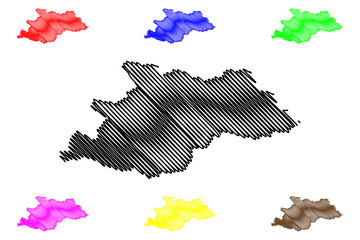 Maramures County (Administrative divisions of Romania, Nord-Vest development region) map vector illustration, scribble sketch Maramures map