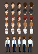 © titaporn - Cartoon character with business man for animation. Front, side, back, 3-4 view character. Set of male head and flat vector illustration.