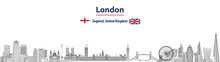 London Cityscape Line Art Style Vector Detailed Illustration. Travel Background 