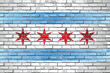 Shiny flag of Chicago on a brick wall - Illustration, Abstract grunge vector background
