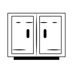 Poster - modern furniture metal locker cartoon in black and white