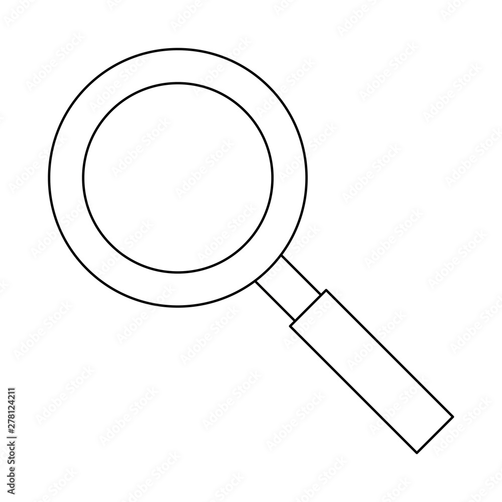 magnifying glass zoom lamp cartoon in black and white Stock Vector | Adobe  Stock, image size:1000x1000