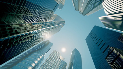 skyscrapers, business buildings, business center