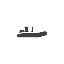 Fishing Boat Vector Icon. Rubber Boat Filled Flat Sign For Mobile Concept And Web Design. Inflatable Motorboat Glyph Icon. Symbol, Logo Illustration. Vector Graphics