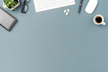 Office desktop with computer and accessories