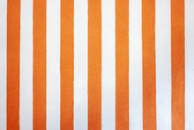 Orange Vertical Strokes At White Background. White And Orange Stripes.