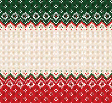 Ugly Sweater Merry Christmas Ornament Scandinavian Style Knitted Background Seamless Frame Border