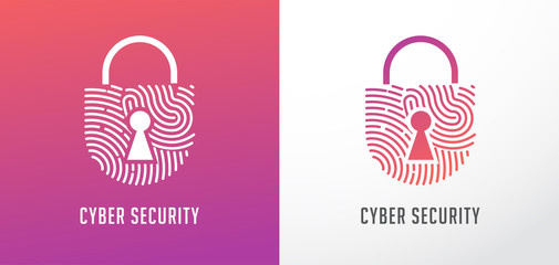 Fingerprint scan logo, privacy, lock icon, cyber security ,identity information and network protection. Vector icon