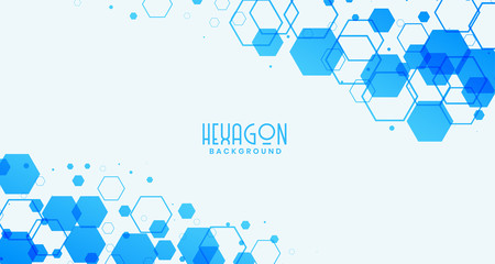 abstract white background with blue hexagonal shapes