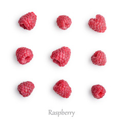 Wall Mural - Raspberry pattern isolated on white