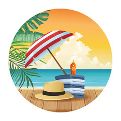 Sticker - Summer and beach products cartoons round icon