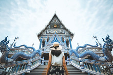 Travel Woman And Thai Temple