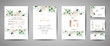 © wooster - Set of Wedding Invitation, floral invite, thank you, rsvp rustic card design with gold foil decoration. Vector elegant modern template, trendy cover, graphic poster, retro brochure, design template