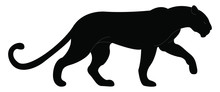 Big Black Panther, Illustration, Vector On White Background.